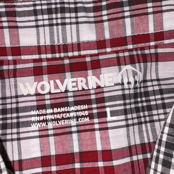Wolverine NWT Men’s Size L Mortar Short Sleeve Dark Brick Red Plaid Casual Shirt - Picture 5 of 8